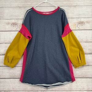 Natural Life Knit Tunic Sweatshirt Dress Womens Medium Blue Pink Green